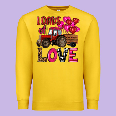 Premium Sweatshirt valentine's day loads of love tractor with pin heart balloons