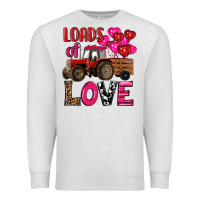 Oatmeal Heather valentine's day loads of love tractor with pin heart balloons Premium Sweatshirt - RanaPortraitStore