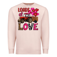 Pale Pink valentine's day loads of love tractor with pin heart balloons Premium Sweatshirt - RanaPortraitStore