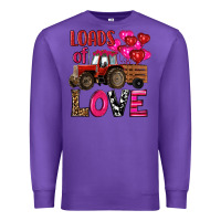 Purple valentine's day loads of love tractor with pin heart balloons Premium Sweatshirt - RanaPortraitStore