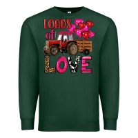 Sports Green valentine's day loads of love tractor with pin heart balloons Premium Sweatshirt - RanaPortraitStore