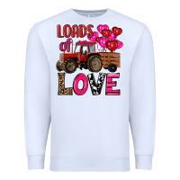 White valentine's day loads of love tractor with pin heart balloons Premium Sweatshirt - RanaPortraitStore