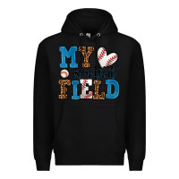 Black my heart is on that field baseball Premium Hoodie - AdoDesignShop