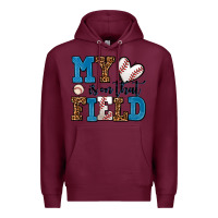 Burgundy my heart is on that field baseball Premium Hoodie - AdoDesignShop