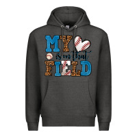 Charcoal Heather my heart is on that field baseball Premium Hoodie - AdoDesignShop