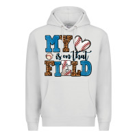 Dove Grey my heart is on that field baseball Premium Hoodie - AdoDesignShop