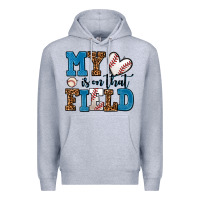 Heather Grey my heart is on that field baseball Premium Hoodie - AdoDesignShop