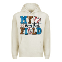 Oatmeal Heather my heart is on that field baseball Premium Hoodie - AdoDesignShop