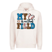 Pale Pink my heart is on that field baseball Premium Hoodie - AdoDesignShop