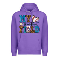 Purple my heart is on that field baseball Premium Hoodie - AdoDesignShop