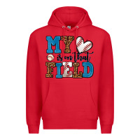 Red my heart is on that field baseball Premium Hoodie - AdoDesignShop