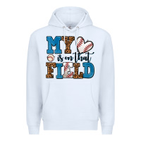 White my heart is on that field baseball Premium Hoodie - AdoDesignShop