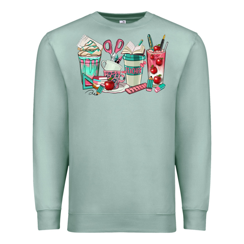 Teacher Coffee Cups Premium Sweatshirt by texasbilliewilder | Teevron