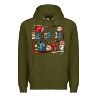 Army Green its a baseball kinda day Premium Hoodie - AdoDesignShop
