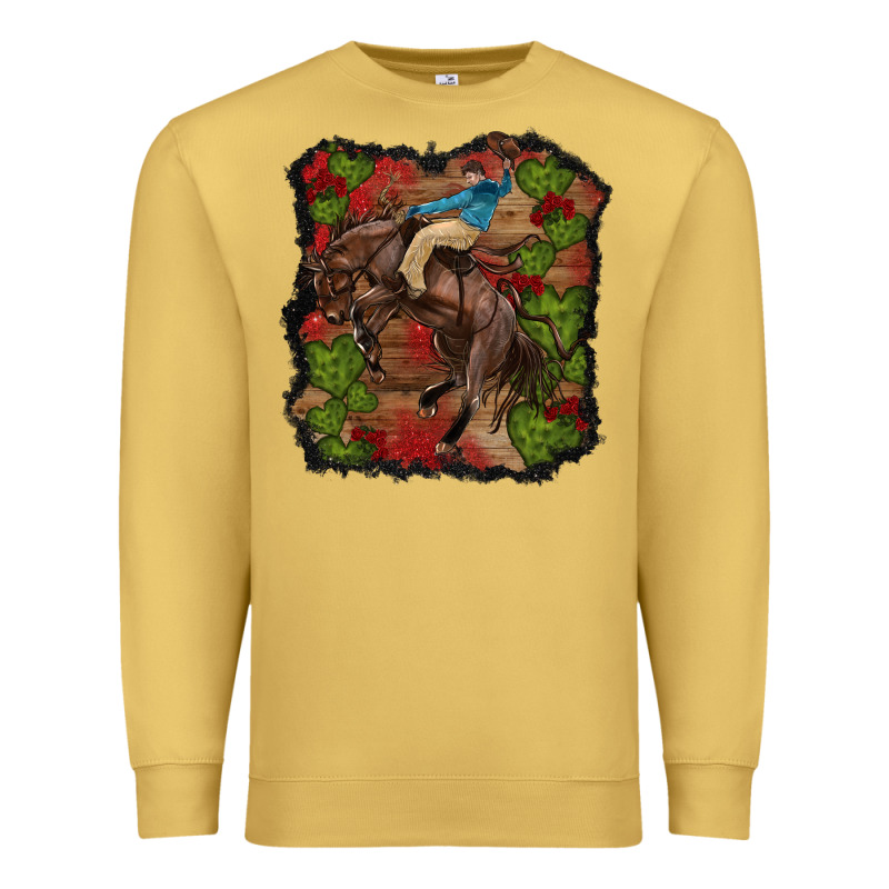 Valentine's Day Cowboy Cactus Rose Premium Sweatshirt by RanaPortraitStore | Teevron
