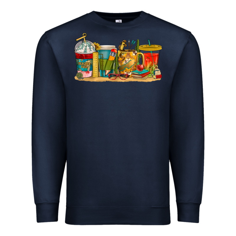 Teacher Fuel Coffee Cups Premium Sweatshirt by texasbilliewilder | Teevron
