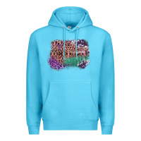 Ocean Blue Leopard, Cowhide, Wood Pattern Frame Premium Hoodie - Bettercallsaul