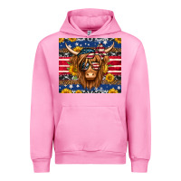 Fuchsia Pink 4th of july longhaired cow tumbler Urban Hoodie - Jasminsmagicworld