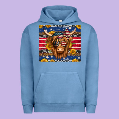 4th Of July Longhaired Cow Tumbler Urban Hoodie Designed By Jasminsmagicworld