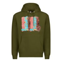 Army Green Sunflower Leopard Jute Pattern Brushstrokes Premium Hoodie - Bettercallsaul
