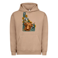 Pigment Burro idaho map long haired cow Urban Hoodie - Jasminsmagicworld