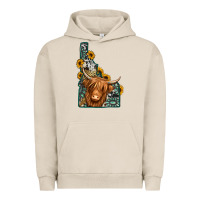 Pigment French Oak idaho map long haired cow Urban Hoodie - Jasminsmagicworld