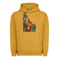 Pigment Peanut Butter idaho map long haired cow Urban Hoodie - Jasminsmagicworld