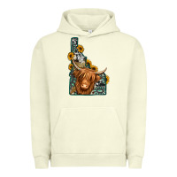 Pigment Pistachio idaho map long haired cow Urban Hoodie - Jasminsmagicworld