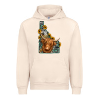 Sandshell idaho map long haired cow Urban Hoodie - Jasminsmagicworld