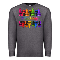 Charcoal Heather teacher life crayons Premium Sweatshirt - texasbilliewilder