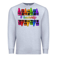 Heather Grey teacher life crayons Premium Sweatshirt - texasbilliewilder
