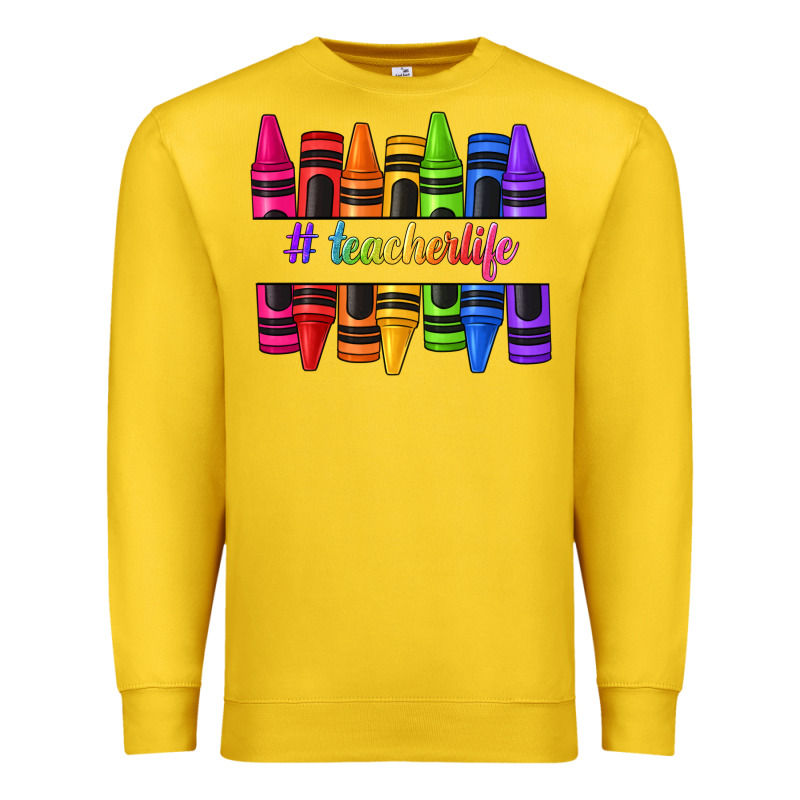 Teacher Life Crayons Premium Sweatshirt by texasbilliewilder | Teevron