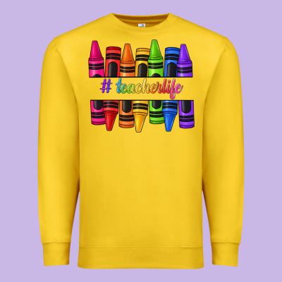 Premium Sweatshirt teacher life crayons