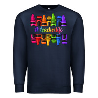 Navy teacher life crayons Premium Sweatshirt - texasbilliewilder