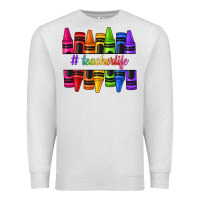 Oatmeal Heather teacher life crayons Premium Sweatshirt - texasbilliewilder