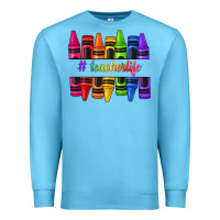 Ocean Blue teacher life crayons Premium Sweatshirt - texasbilliewilder