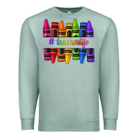 Seafoam teacher life crayons Premium Sweatshirt - texasbilliewilder