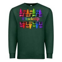 Sports Green teacher life crayons Premium Sweatshirt - texasbilliewilder