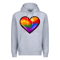 Heather Grey pride heart Premium Hoodie - JahusDesignShop