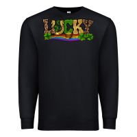 Black st patricks shamrock gold with rainbow Premium Sweatshirt - RanaPortraitStore