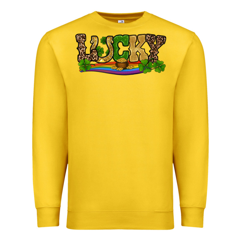 St Patricks Shamrock Gold With Rainbow Premium Sweatshirt by RanaPortraitStore | Teevron