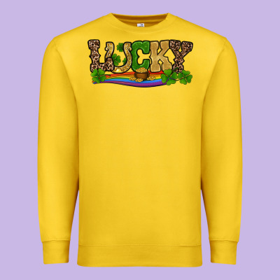 Premium Sweatshirt st patricks shamrock gold with rainbow