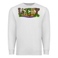 Oatmeal Heather st patricks shamrock gold with rainbow Premium Sweatshirt - RanaPortraitStore