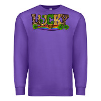 Purple st patricks shamrock gold with rainbow Premium Sweatshirt - RanaPortraitStore