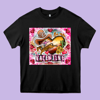 Be Mine Valentine Heavy Core Tee Designed By Cowhidedigitalart