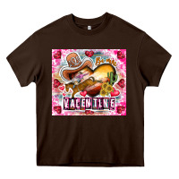Chocolate Brown Be Mine Valentine Heavy Core Tee - CowhideDigitalArt
