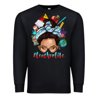 Black teacher life messy bun Premium Sweatshirt - texasbilliewilder
