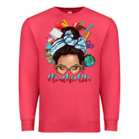 Cardinal teacher life messy bun Premium Sweatshirt - texasbilliewilder