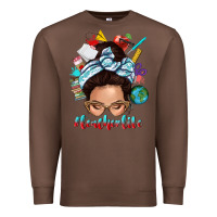 Chestnut teacher life messy bun Premium Sweatshirt - texasbilliewilder