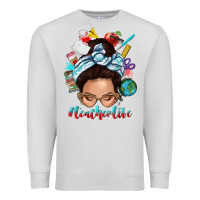Dove Grey teacher life messy bun Premium Sweatshirt - texasbilliewilder